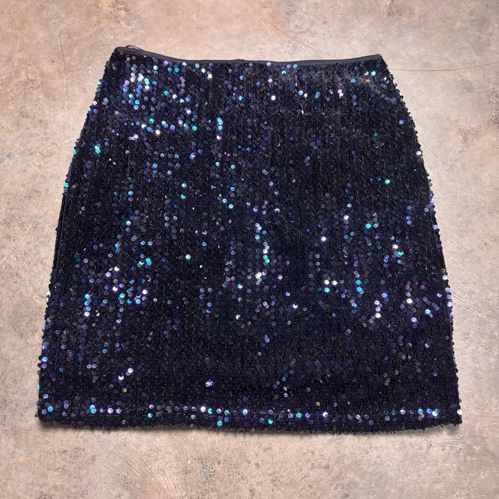 Molly Bracken Womens Small Black Purple Shimmery Sequins Mini Clubwear Skirt